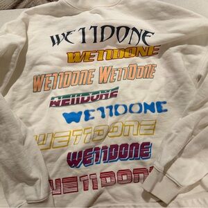 We11done Cream Graphic Crewneck Sweater